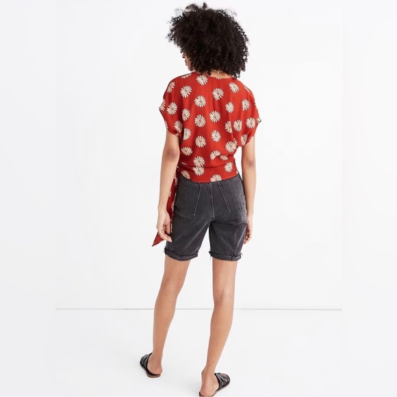 Madewell | sash-tie wrap top in daisy daydream medium - Picture 3 of 8